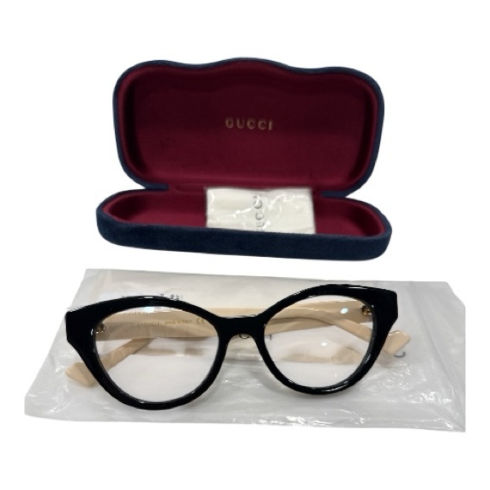 Gucci Women's Black and Cream Cat-Eye Glasses Gucci GG0959S Black - Picture 5 of 9